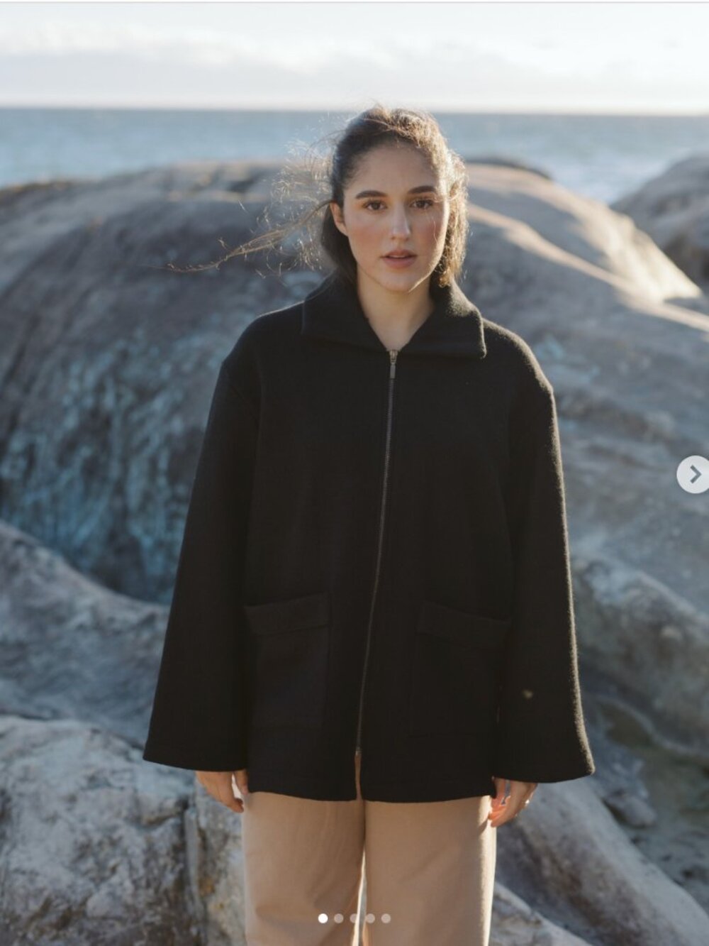 Harly Jae Roam Coat | 100% Wool Oversized Zip Coat | Black - Picture 1 of 6